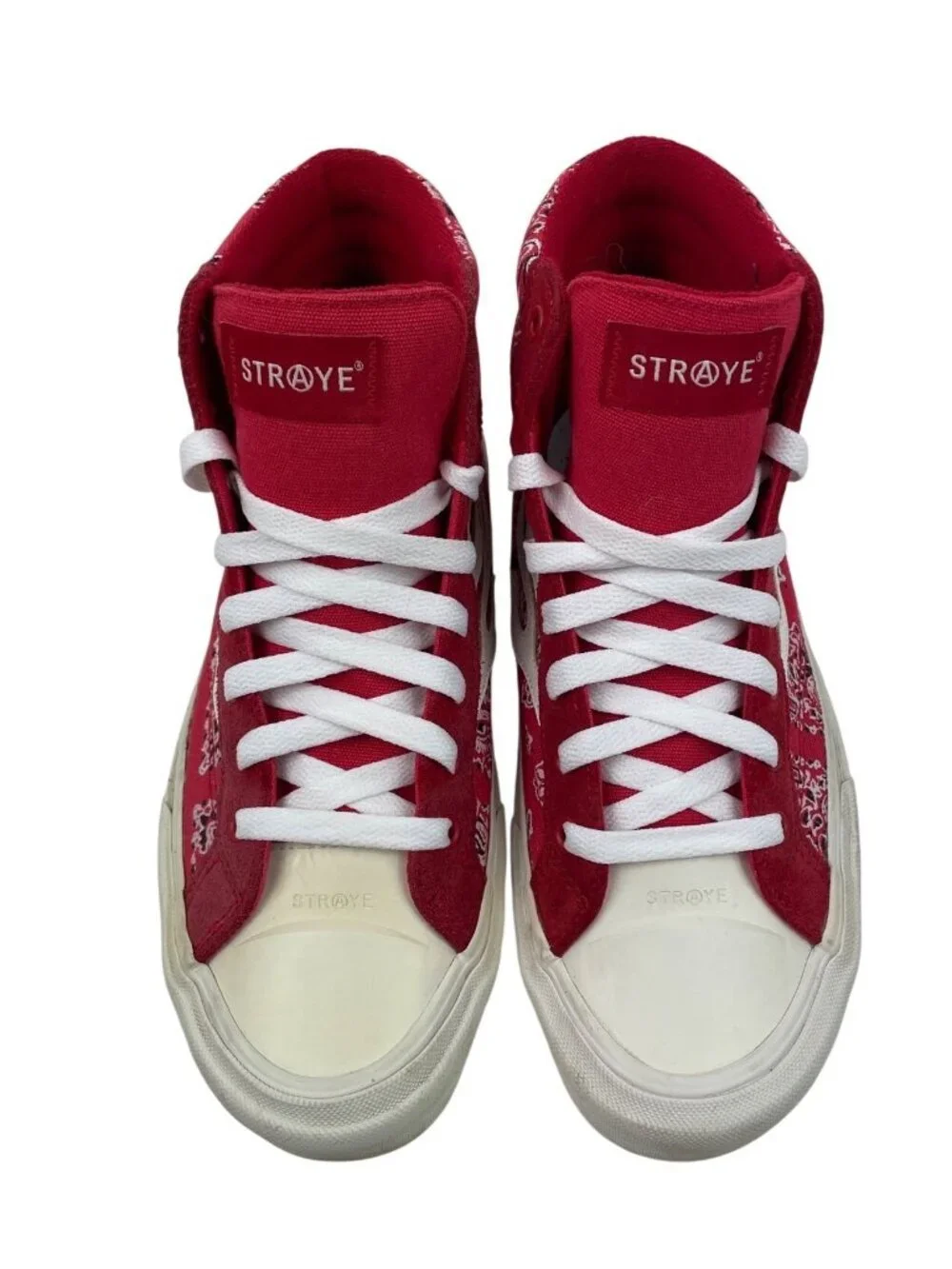 Straye Venice Red Rag Unisex High Top Paisley Skate Shoes Men 10 Women 11.5
